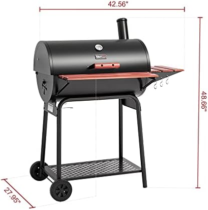 Royal Gourmet CC1830V 30 Barrel Charcoal Grill with Side Front Table