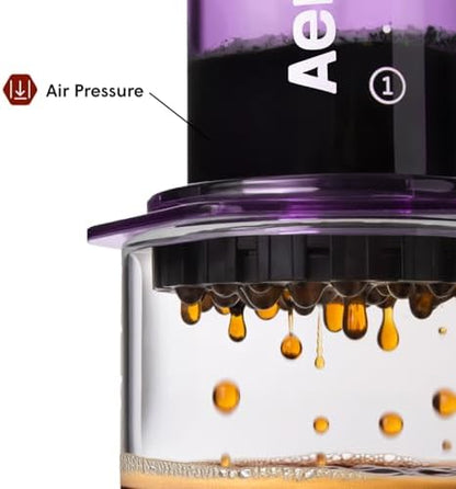 AeroPress Clear Purple Coffee Press, French Press, Pour-Over & Espresso Style