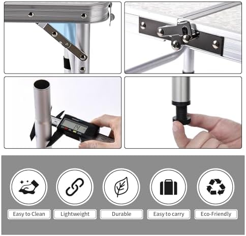 Folding Camping Table, Adjustable Height Portable Picnic Table, 24"x 16"