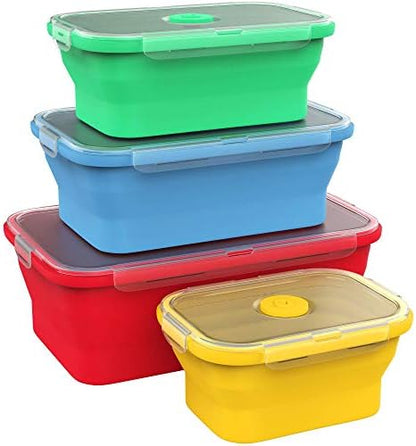 Vremi Silicone Food Storage Containers with BPA Free Airtight Plastic Lids