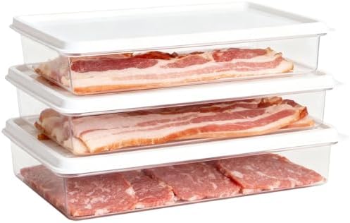 3pcs Large Deli Meat Container with Lids for Bacon Cold Cuts Storage