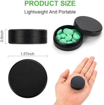 Mini Pill Case, 2Pack Aluminium Medication Organizer Containers for Purse Pocket, Travel Metal Vitamin Holder Box for Daily, Portable Waterproof Small Medicine Caddy for Camping, Working - Black
