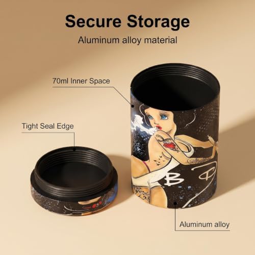 Aluminum Storage Jar Portable Airtight Smell Proof Container Bottle Multipurpose Storage Container for Spices, Coffee & Teas 70ml (Black)