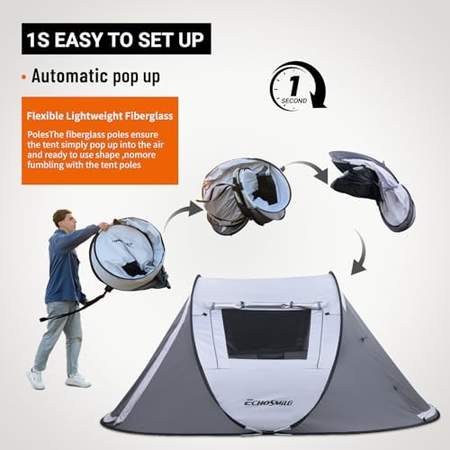EchoSmile Instant Pop Up Camping Tent, 2/4/6 Person Easy Setup Tent