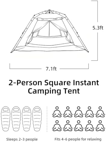 2/4 Person Instant Camping Tent 30s Quick Setup Waterproof Outdoor Tent