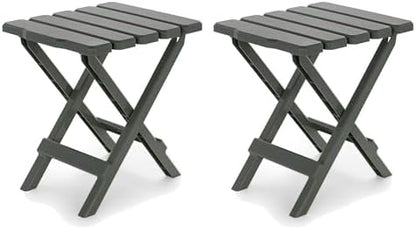 Camco Adirondack Quick-Folding Plastic Side Table, Sage, 2 Pack, 51880