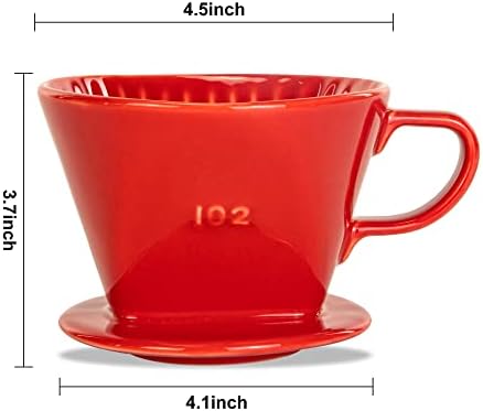 Pour Over Ceramic, Coffee Dripper Ceramic Coffee Maker,Red