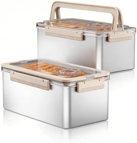 Bread Containers Corner Bread Box Keeper Food Storage Container, 2 Pack