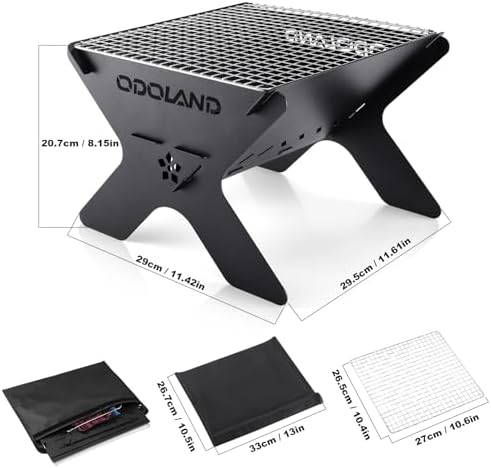 Odoland Portable Folding Charcoal Grills for Outdoor Cooking Bonfire BBQ
