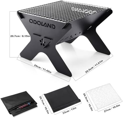 Odoland Portable Folding Charcoal Grills for Outdoor Cooking Bonfire BBQ