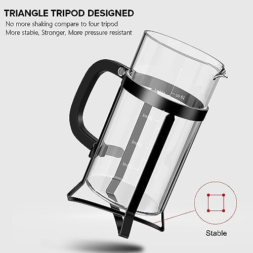 QUQIYSO French Press Coffee Maker 21oz,Borosilicate Glass Coffee Press