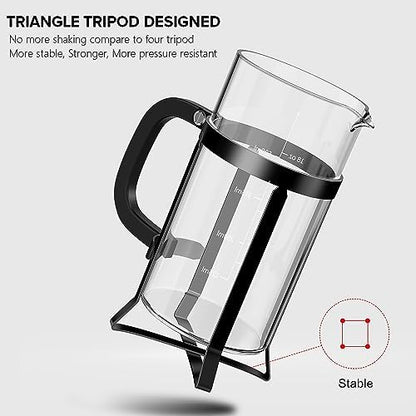 QUQIYSO French Press Coffee Maker 21oz,Borosilicate Glass Coffee Press