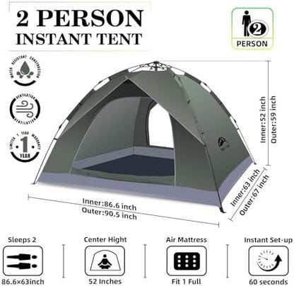 Happy Travel 2/4 Person Camping Tent, Instant Easy Pop Up Tents for Camping