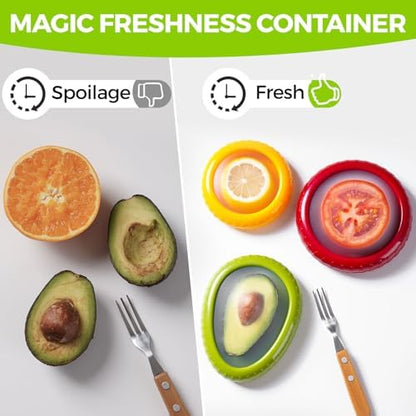 Avocado Saver & Onion Storage Set,4 Pcs Silicone Fruit Vegetable Anti-oxidation Box,Reusable Fridge Fresh Pod Food Storage,Perfect Containers for Lemons, Tomato & Garlic