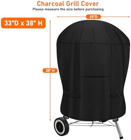 Upgraded Round Grill Cover for Weber 26" and Most Charcoal Kettle