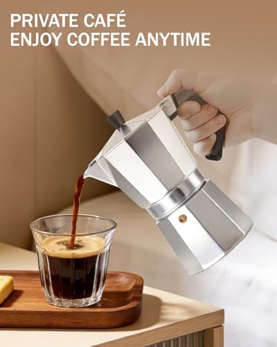 Coffee Maker Stovetop Espresso Maker 12 Cup Aluminum Moka Pot Percolator 20oz 600ml Easy Brewing for Electric Ceramic Stoves Home Camping Italian Cuban Café Classic Silver