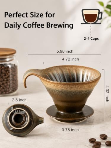 Gomakren Pour Over Coffee Maker Single-Hole Cone, Ceramic Coffee Dripper