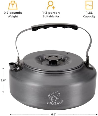 Bulin Camping Kettle, 1.6L Large Portable Stovetop Camp Tea Coffee Pot