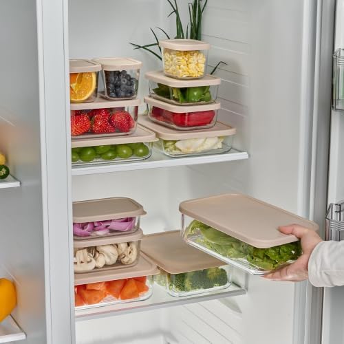 8-Piece Airtight Borosilicate Glass Food Storage Set with Snap Lids, 4 x 57.5oz Cashew Cream by Container Culture by DuraLiving