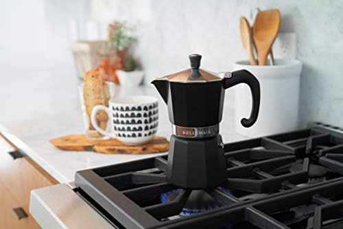 Bellemain Stovetop Espresso Maker, Italian Moka Pot, 3-Cup Black