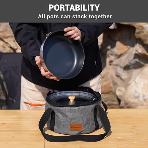 KingCamp Camping Cookware Set, 304 Stainless Steel Camping Pot for 4-6