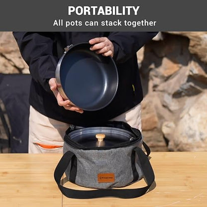 KingCamp Camping Cookware Set, 304 Stainless Steel Camping Pot for 4-6