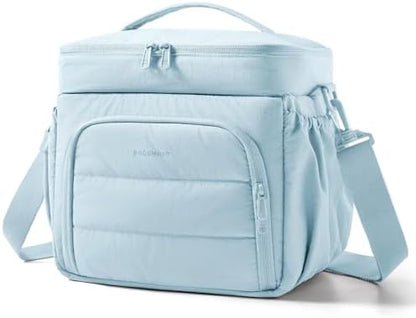 BAGSMART Puffy Insulated Lunch Bag, Lightweight Large 14L Double Deck Blue