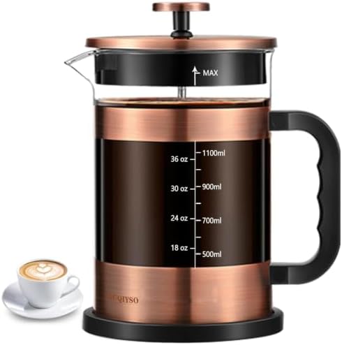 QUQIYSO French Press Coffee Maker 51oz, Large French Press, Thickened Glass