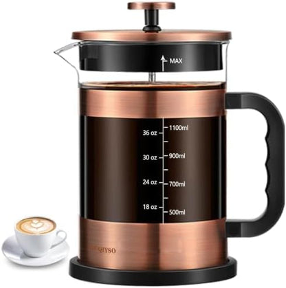 QUQIYSO French Press Coffee Maker 51oz, Large French Press, Thickened Glass