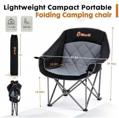 EMERIT 2‑Pack Oversized Camping Chair, Extra‑Wide Padded Camp Chair, 500LB