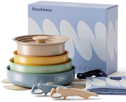 12-Piece Detachable Handle Pots and Pans Set, Ceramic Nonstick