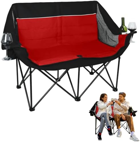 700LBS 2-Person Heavy Duty Double Camping Chair Loveseat Red