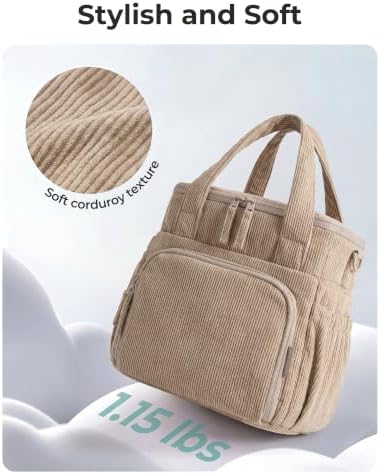 BAGSMART Corduroy Large Lunch Bag Women 14L Double Deck Insulated Lunch Box