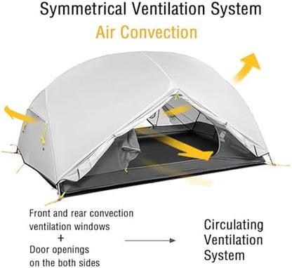 Naturehike Mongar 2-Person 3-Season Backpacking Tent Lightweight Waterproof Double Layer Easy Setup Camping Hiking Tent with Footprint