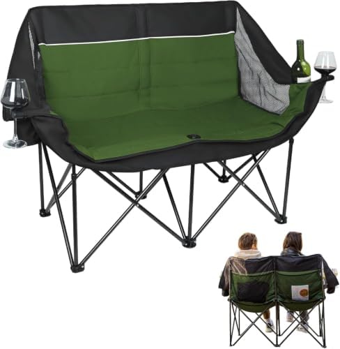 700LBS 2-Person Heavy Duty Double Camping Chair Loveseat Green