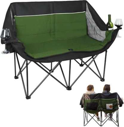 700LBS 2-Person Heavy Duty Double Camping Chair Loveseat Green