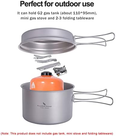 iBasingo Titanium Camping Cookware Ultralight Backpacking Pot Pan Set