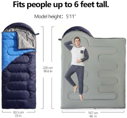Lightweight Sleeping Bags for Adults & Kids, Backpacking & Scouts, Compact