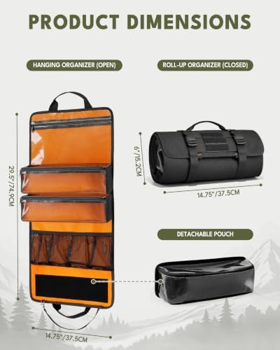 HODRANT Camping Roll Bag, Hanging Camp Kitchen Organizer with Multi Pockets