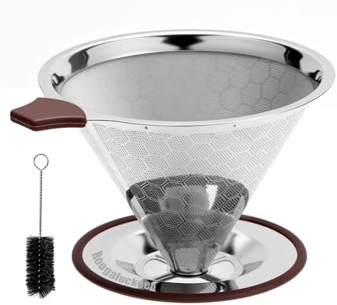 Pour Over Coffee Dripper, Roogaluckeep Stainless Steel Reusable Filter