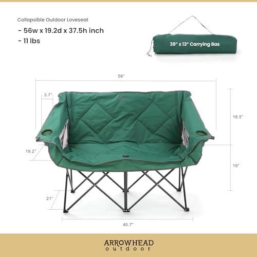 ARROWHEAD OUTDOOR Portable Folding Double Duo Camping Chair Loveseat