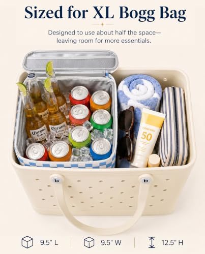 Insulated Cooler Organizer Insert Compatible with XL Bogg Bag,2-in-1 Dry-Wet Separate Tote Insert Leakproof Cooler&Mesh Storage Bag,Bogg Bag Accessories for Beach,Camping