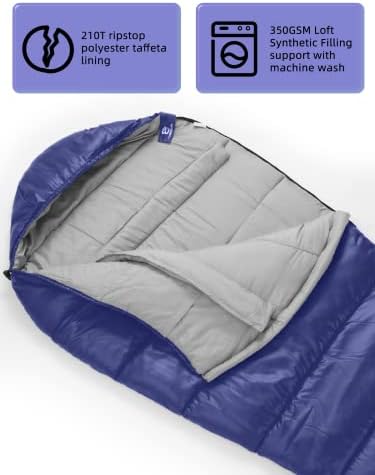 Bessport Mummy Sleeping Bag | 15-45 ℉ Extreme 3-4 Season Sleeping Bag for Adults Cold Weather– Warm and Washable, for Hiking Traveling & Outdoor Activities