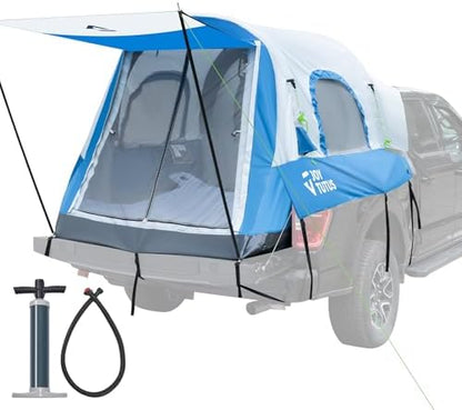 JOYTUTUS Inflatable Truck Bed Tent 5.5-6.5FT with Awning, Includes Air Pump for Quick 30S Setup, Dual-use Pickup or Camping Tent for 2 Person, Truck Tent with Waterproof Roof Shade and 3 Windows