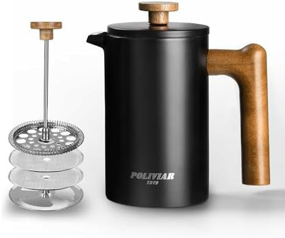 POLIVIAR French Press Coffee Maker, 21oz, Black