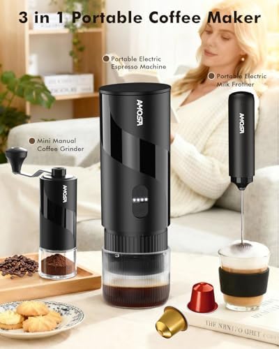All in 1 Portable Electric Espresso Machine & Coffee Grinder & Milk Frother
