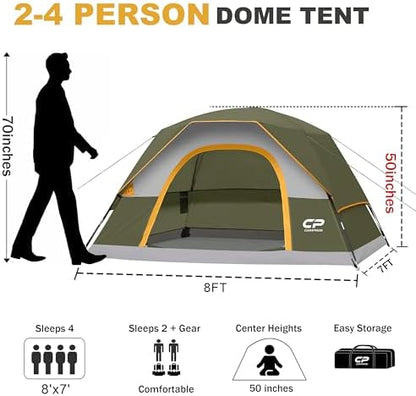 CAMPROS CP Tents for Camping 2/4/6 Person, Waterproof Windproof Dome Tent