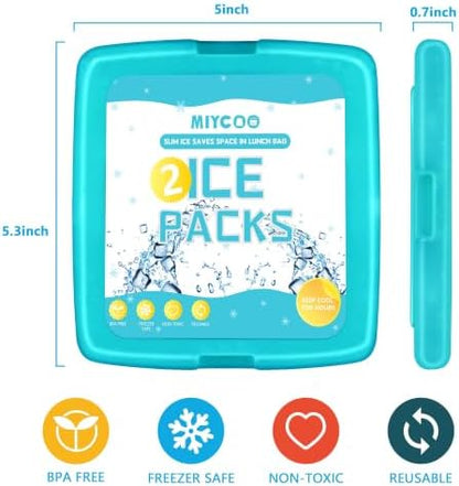 MIYCOO Ice Packs for Lunch Boxes & Coolers Long Lasting, Reusable