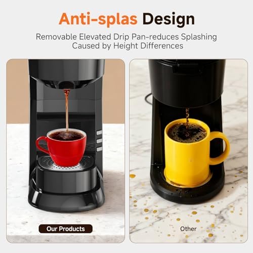 Coffee Maker, Single Serve Brewer for K Pods & Ground-Black