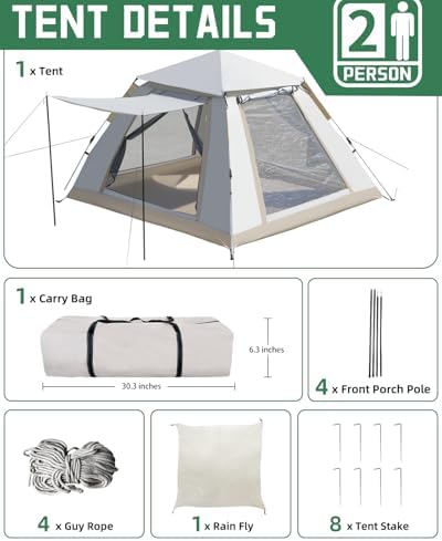 2/4 Person Instant Camping Tent 30s Quick Setup Waterproof Outdoor Tent
